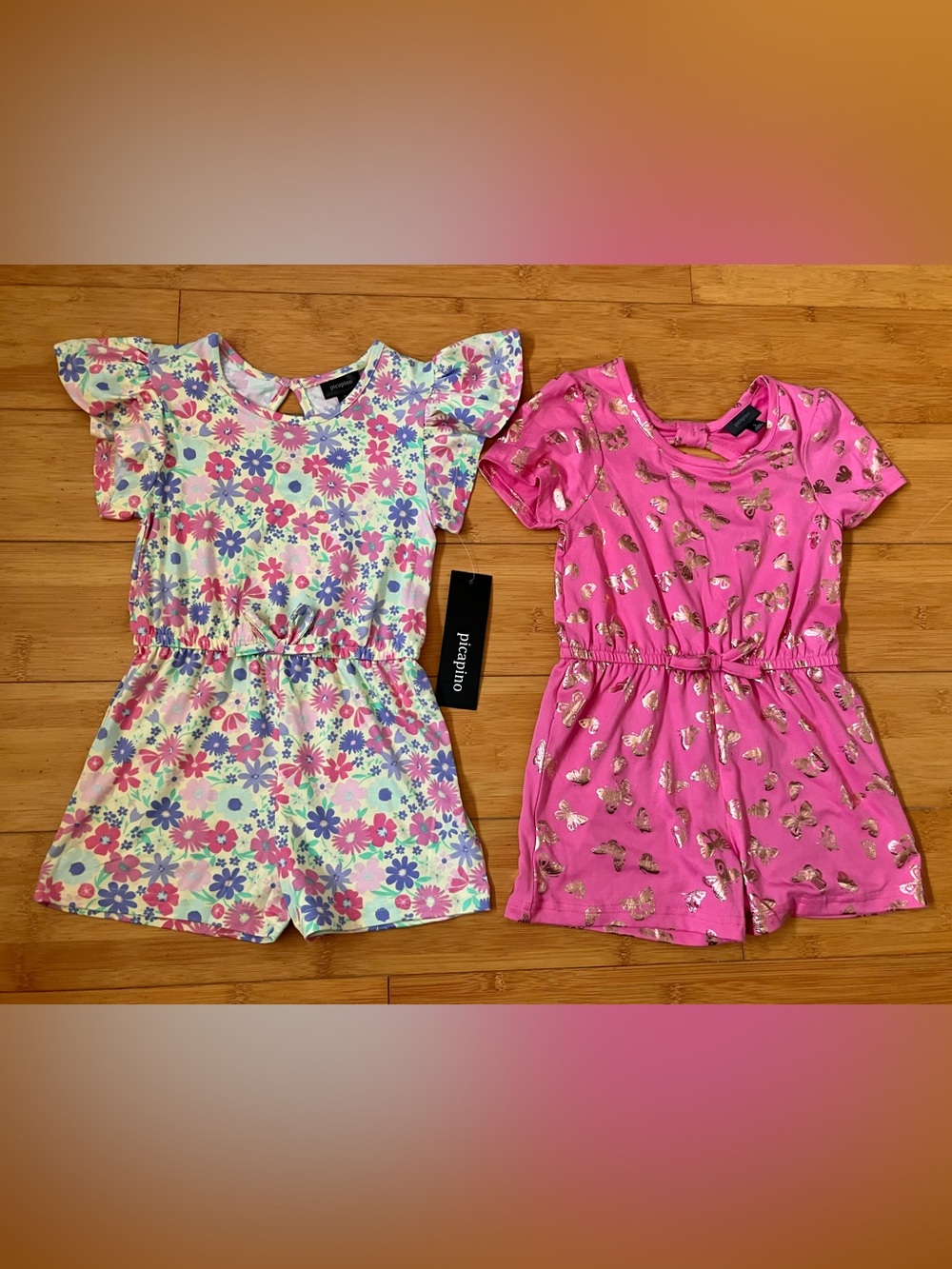 NWT Girls Size 5 Butterfly Floral 2 pack Rompers Outfits